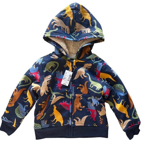 The Childrens Place Dinosaur Print Sherpa-Lined Hoodie Jacket Kids Size 3T - Picture 1 of 7
